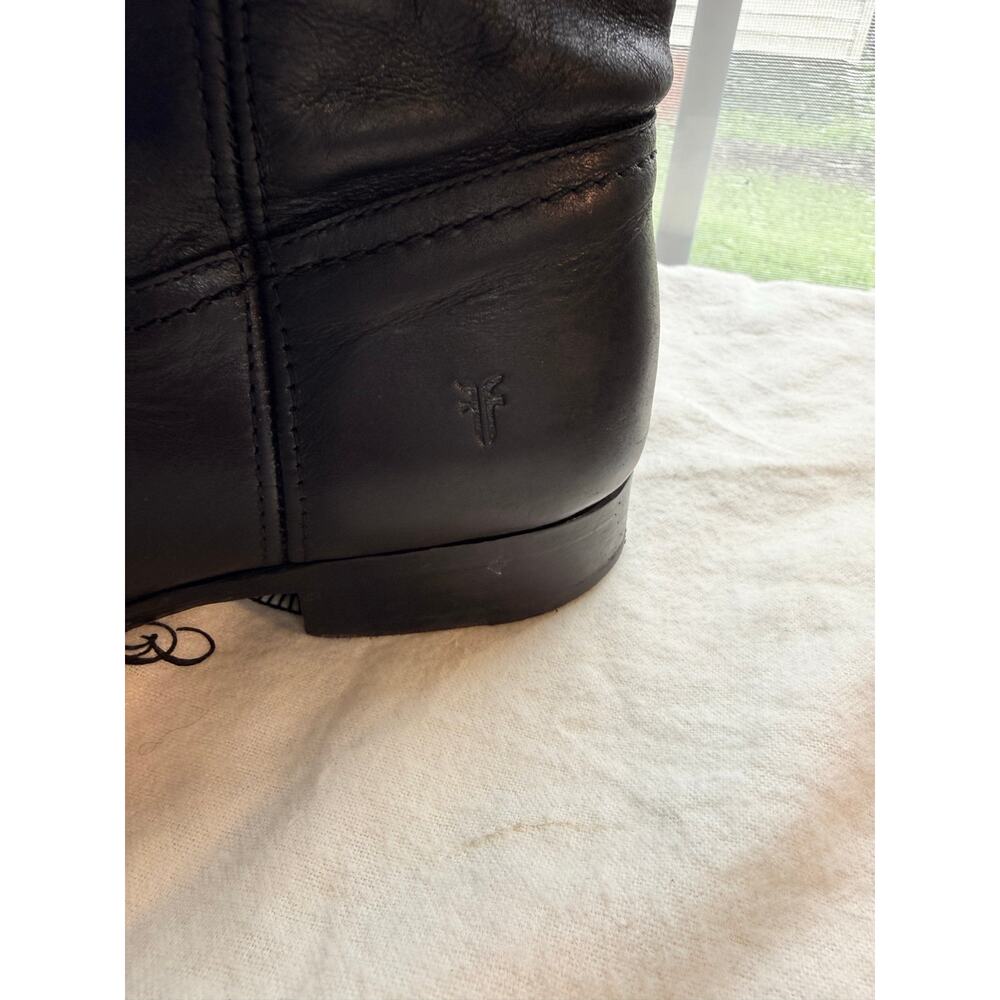 Frye Melissa Short Pull On Boots Black Leather Women’s 8.5 Classic Riding Ankle - Picture 6 of 11